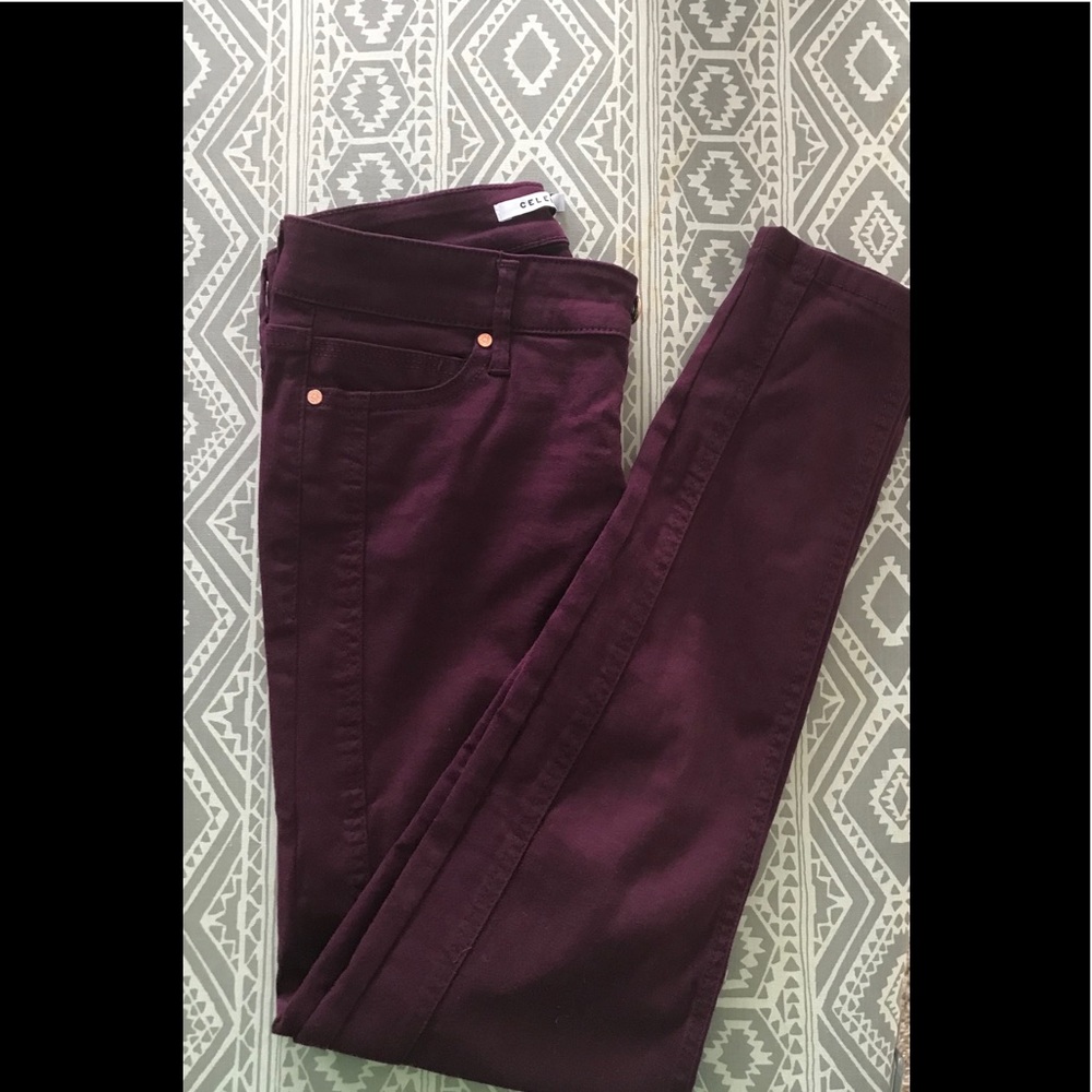 Burgundy ankle skinny pants